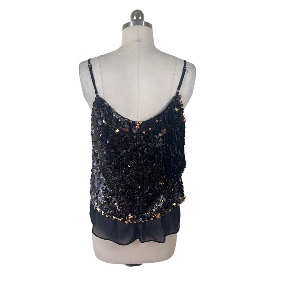 OThread Sequin Camisole Top Womens Small Black Gold Glam Holiday City Whimsigoth - Picture 4 of 8